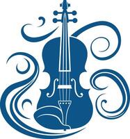 Blue Violin with Swirling Design vector