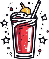 Red Drink With Whipped Cream and a Straw vector