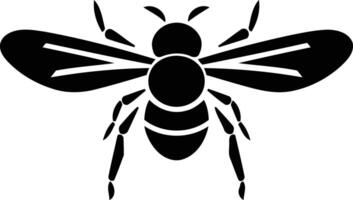 Simple, bold silhouette of a bee, perfect for branding or logo design vector