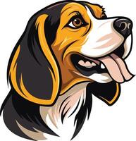 A playful and energetic beagle with a big smile and his tongue sticking out, perfect for pet-related products, branding, and social media vector