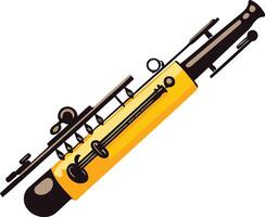 A vibrant illustration of a yellow clarinet, perfect for adding a touch of music to your designs vector
