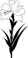 A simple black and white line drawing of a graceful flower, perfect for adding a touch of elegance to any design vector