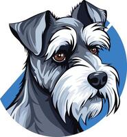 A charming illustration of a miniature schnauzer, with a friendly expression and a playful pose, perfect for pet-related businesses, websites, and social media vector