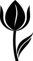 Simple yet elegant black and white silhouette of a single tulip vector