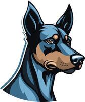 A fierce and powerful doberman pinscher portrait, perfect for branding, logos, and merchandise vector