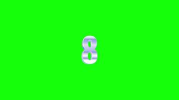 Countdown animation from ten seconds, silver numbers on green screen background, suitable for party and movie opening countdowns. video