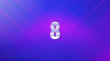 Ten second countdown animation in silver numbers and neon background suitable for film openings and awards. video