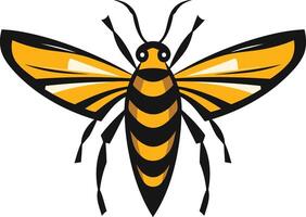 bold and stylized illustration of a wasp with outstretched wings, perfect for logos, branding, and design projects vector