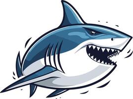 A fierce and cartoonish great white shark with sharp teeth and a menacing expression vector