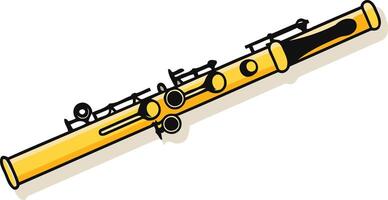 A simple, cartoon style illustration of a golden flute, perfect for music education resources, presentations, or website design vector