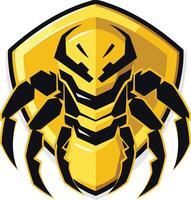 A bold, graphic logo featuring a stylized, armored creature with a menacing stance vector