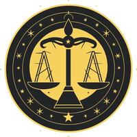 A stylized, celestial-inspired depiction of the libra zodiac sign, perfect for branding, logos, and astrological content vector