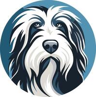 A striking portrait of a bearded collie, perfect for pet-related businesses, websites, or social media vector
