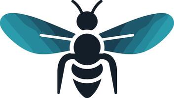 Modern bee logo design with a minimalist style and blue and black color scheme vector