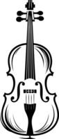A minimalist black and white illustration of a violin, perfect for music-related projects, branding, or web design vector