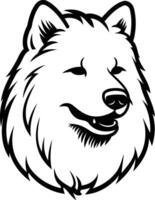 A simple yet striking black and white line art illustration of a dog's head, perfect for logo design, branding, or pet-related projects vector