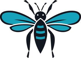 A minimalist bee design, featuring a blue and black color scheme, perfect for logo, branding, and app design vector