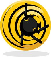 A bold, eye-catching logo design featuring a black spider in a yellow circular frame vector