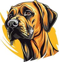 A detailed, hand-drawn illustration of a majestic rhodesian ridgeback dog, looking directly at the viewer with a confident expression vector