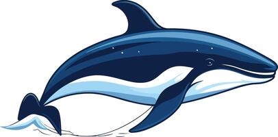 A playful dolphin leaps out of the water, showcasing a vibrant blue and white design perfect for branding, logos, and marine-themed projects vector
