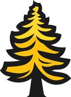 A stylized evergreen tree in yellow and black, perfect for nature-themed logos, branding, and designs vector