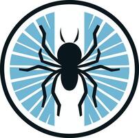 A striking, minimalist logo featuring a stylized spider in a circular design with radiating lines vector