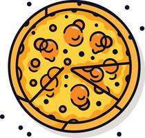 A cute cartoon pizza with a slice missing vector