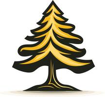 A stylized golden pine tree with a thick trunk and lush branches, perfect for logo design, branding, or nature-themed illustrations vector