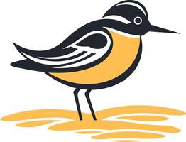 A charming, minimalist illustration of a sandpiper standing on a beach vector