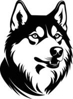 A striking black and white illustration of a husky's head, perfect for branding, logos, and pet-related projects vector