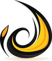Abstract logo design with black and yellow swirls, perfect for a tech or creative company vector