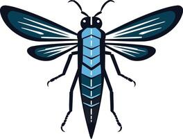 A stylized blue insect with wings spread, perfect for logos, branding, and design projects vector