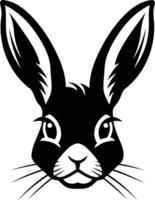 A bold and simple black and white illustration of a rabbit's face, perfect for branding, logos, and design projects vector