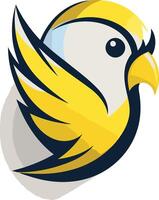 A stylized yellow bird with a wing outstretched, creating a dynamic and energetic logo vector
