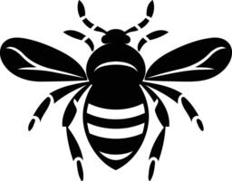 Simple, black and white illustration of a bee in a stylized design, perfect for branding, tattoo designs, and more vector