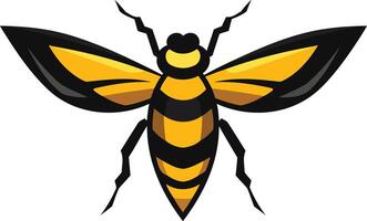 A bold and stylized illustration of a wasp in yellow and black, perfect for logo design, branding, or illustrations vector