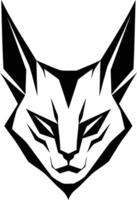 A bold and striking black and white illustration of a cat's head, perfect for creating a powerful logo or design element vector
