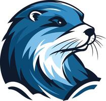 A bold and dynamic illustration of an otter head, perfect for logos, mascots, or branding for businesses or organizations related to nature, water, or conservation vector