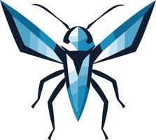 A stylized blue insect with geometric wings, perfect for tech, innovation, and nature-inspired branding vector