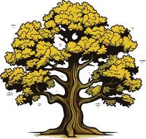 A majestic oak tree with thick branches and lush foliage, symbolizing strength, growth, and resilience vector