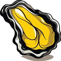 A cartoon illustration of a plump oyster, perfect for adding a touch of seafood fun to your designs vector