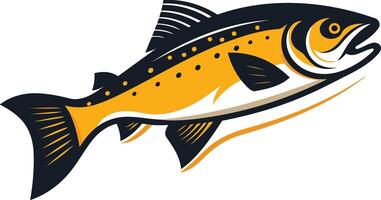 A powerful and stylized illustration of a leaping salmon, perfect for logos, branding, and fishing-related designs vector