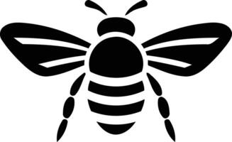 A simple, bold black silhouette of a bee, perfect for logos, branding, and design projects vector