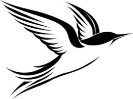 Simple yet elegant black and white illustration of a flying bird, perfect for branding, design projects, and creating a minimalist aesthetic vector