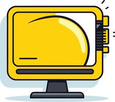 Retro Yellow Monitor with a Slight Tilt vector