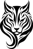 A bold and striking black and white tattoo design of a cat's head, perfect for adding a touch of wildness to any design vector