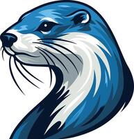 A bold and dynamic illustration of an otter's head, perfect for logos, branding, and mascot designs vector