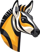A stylized zebra head logo, featuring bold black and yellow stripes, perfect for a brand seeking a unique and animal-inspired identity vector