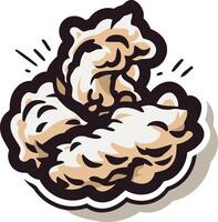 A bold, stylized illustration of a bicep flexing with bursting energy vector