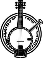 A bold, stylized illustration of a banjo, perfect for designs that need a traditional, rustic feel vector
